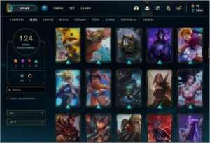 Conta ouro 4 com 150 champs e 124 skins + 1 Prestigio - League of Legends LOL