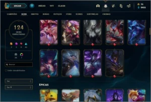 Conta ouro 4 com 150 champs e 124 skins + 1 Prestigio - League of Legends LOL