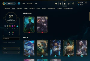 Conta Platina 3 com 110 Champs e 57 Skins +1400 RP - League of Legends LOL