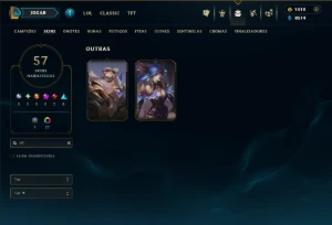Conta Platina 3 com 110 Champs e 57 Skins +1400 RP - League of Legends LOL