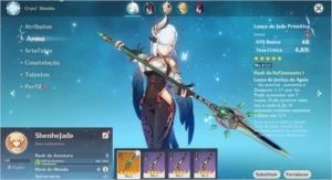 Conta Genshin Impact AR 5 com Shenhe + Jade Spear