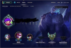 Conta League of Legends Platina V + 142 skins LOL