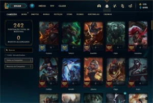 Conta unranked (EX DIAMANTE) com 91 Champs e 94 Skins - League of Legends LOL