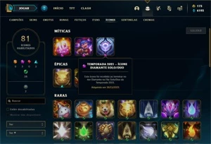 Conta unranked (EX DIAMANTE) com 91 Champs e 94 Skins - League of Legends LOL