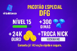 Conta Free Fare Nível 15 + 300 Dimas + 24K Ouro + Troca Nick - Free Fire