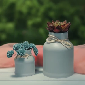 Conjunto de 2 vasos de cerâmica estilo latão - Artesanato e Personalizados