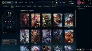 conta plat 2 com 28 skins e 77 icones - League of Legends LOL