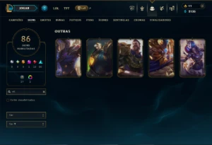 Platina 4 com 135 Champs e 86 Skins +5 Vitoriosas - League of Legends LOL