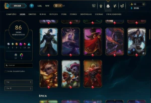 Platina 4 com 135 Champs e 86 Skins +5 Vitoriosas - League of Legends LOL