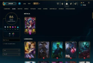 Platina 4 com 135 Champs e 86 Skins +5 Vitoriosas - League of Legends LOL