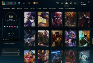 Platina 4 com 135 Champs e 86 Skins +5 Vitoriosas - League of Legends LOL