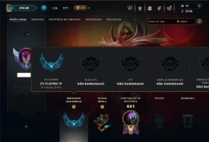 Platina 4 com 135 Champs e 86 Skins +5 Vitoriosas - League of Legends LOL