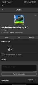 Grupo no Roblox Exército Brasileiro