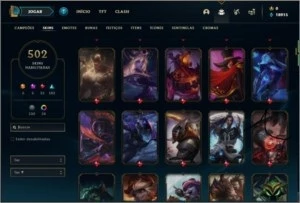 Conta ouro 4 com todos os champs e 502 skins - League of Legends LOL