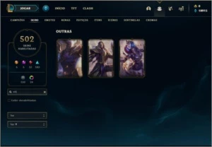 Conta ouro 4 com todos os champs e 502 skins - League of Legends LOL