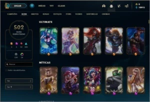 Conta ouro 4 com todos os champs e 502 skins - League of Legends LOL