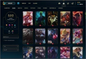 Conta ouro 4 com todos os champs e 502 skins - League of Legends LOL
