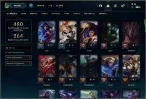 Conta ouro 4 com todos os champs e 502 skins - League of Legends LOL