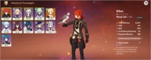 Diluc + Ótimos personagens 4* Barato demais! AR 17 - Genshin Impact