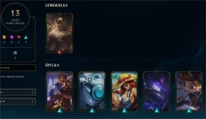 Conta platina 3 13 skins 11 no espolio - League of Legends LOL