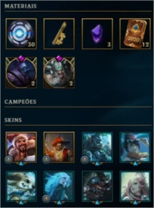 Conta de LOL GOLD 2 COM VARIAS SKINS E COM 3 GEMA - League of Legends