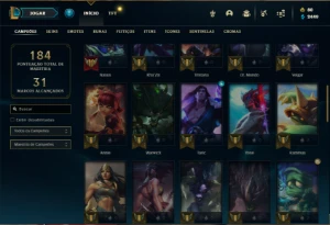 Conta platina 2 com 55 Champs e 21 Skins - League of Legends LOL