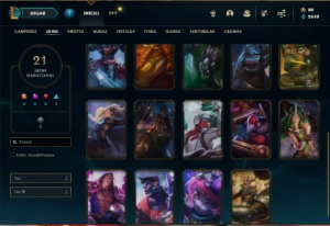 Conta platina 2 com 55 Champs e 21 Skins - League of Legends LOL