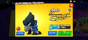 Conta brawl stars com passe comprado, 316 gemas, edgar robô 
