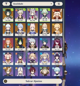 Conta Genshin ar55 7 5 estrelas, no tiro 72. - Genshin Impact