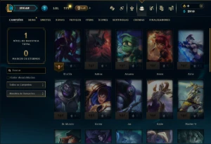 Unranked com 30 Champs e 2 Skins - League of Legends LOL