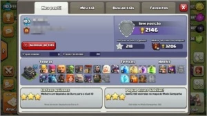 COC cv9 semifull,5 construtores,lvl 103,1736 gemas - Clash of Clans