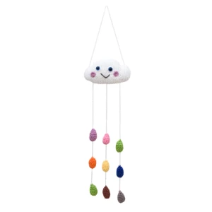 Móbile Amigurumi Chuva de Cores com Nuvem - Artesanato e Personalizados