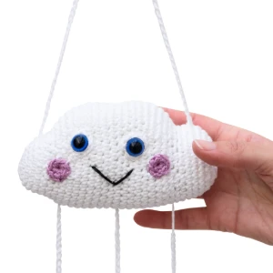 Móbile Amigurumi Chuva de Cores com Nuvem - Artesanato e Personalizados