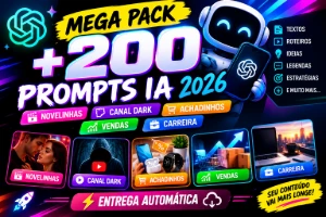 +200 Prompts IA 2026 | Novelinhas, Canal Dark, Achadinhos... - Inteligência Artificial