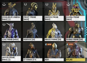 Conta warframe mr10 com warframes prime - Outros