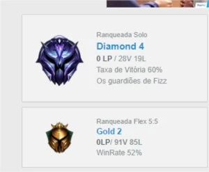 Conta de lol d4 60% win (sair rapido) - League of Legends