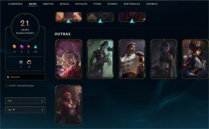 CONTA UNRANKED LVL 21 COM 21 SKINS, FRAGMENTOS E ETERNOS - League of Legends LOL