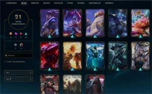 CONTA UNRANKED LVL 21 COM 21 SKINS, FRAGMENTOS E ETERNOS - League of Legends LOL