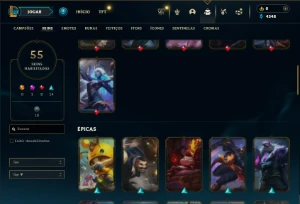 Ferro 2 com 130 Champs e 55 Skins + 1 Prestigio do Sylas - League of Legends LOL
