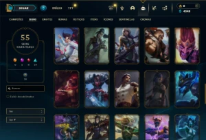 Ferro 2 com 130 Champs e 55 Skins + 1 Prestigio do Sylas - League of Legends LOL