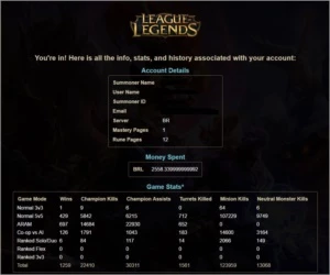 League of Legends - Conta 2013 - 135 Skins/84 Ícones/8 Wards LOL