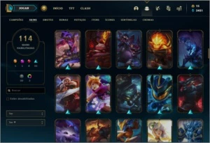 Conta unranked com 114 skins e 148 champs - League of Legends LOL