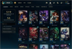Conta unranked com 114 skins e 148 champs - League of Legends LOL