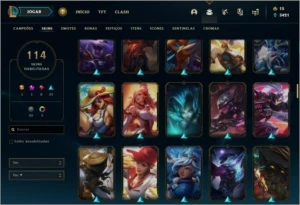 Conta unranked com 114 skins e 148 champs - League of Legends LOL