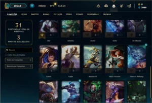 Conta Platina 4 com 30 Champs e 5 Skins + 1 Fragmento - League of Legends LOL