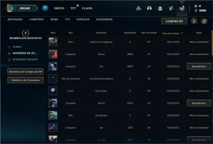 Conta Platina 4 com 30 Champs e 5 Skins + 1 Fragmento - League of Legends LOL