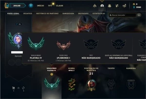 Conta Platina 4 com 30 Champs e 5 Skins + 1 Fragmento - League of Legends LOL