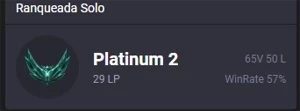 Conta LOL Platina 2 MMR ÓTIMO. - League of Legends