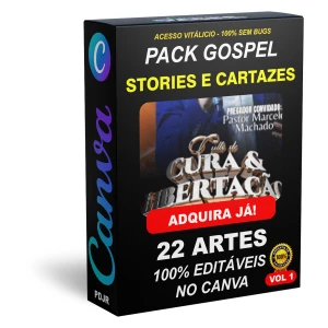 Pack Canva Gospel Stories e Cartazes Vol 1 - 22 Artes - Serviços Digitais