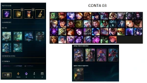 PACOTE COM 4 CONTAS DE LEAGUE OF LEGENDS LOW ELO LOL